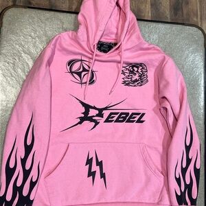 Rebels Vivid Pink Hoodie with Black Graphic